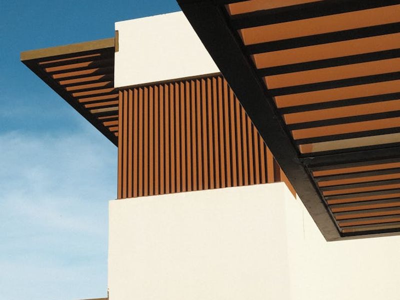 Minimalist office interior with focus on natural textures